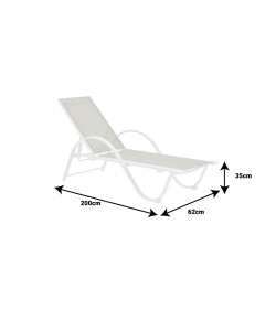 Ξαπλώστρα με μπράτσα Attain pakoworld λευκό αλουμίνιο και textilene σε μπεζ απόχρωση 200x62x35εκ