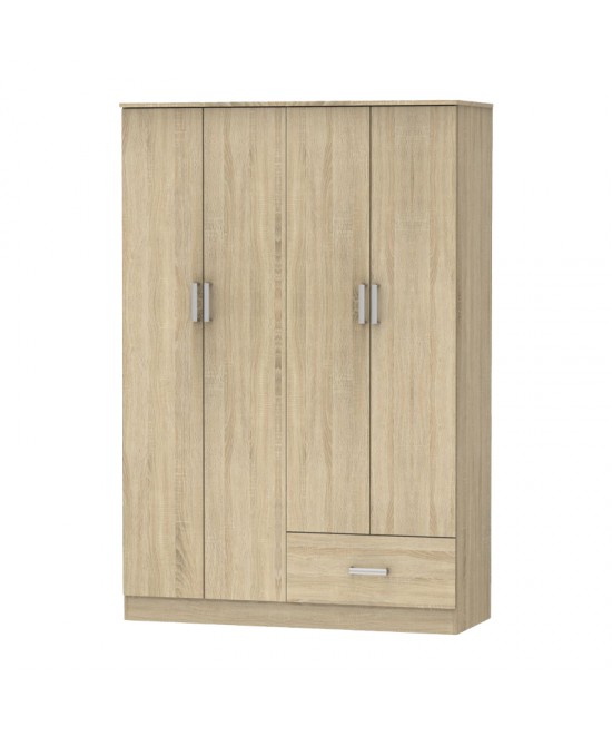 Ντουλάπα ρούχων τετράφυλλη Karter pakoworld sonoma μελαμίνης 121x48x180εκ