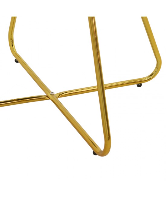 Καρέκλα Valentina pakoworld μπεζ βελούδο-χρυσό πόδι 65x60x82εκ