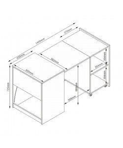 Πολυμορφικό ντουλάπι-γραφείο εργασίας Tivizual pakoworld πτυσσόμενο sonoma μελαμίνης 140x60x72εκ