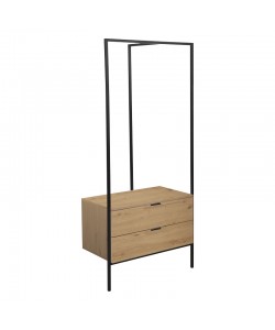 Έπιπλο εισόδου Keila pakoworld μελαμίνη σε φυσική απόχρωση και μαύρο μέταλλο 85x45x190εκ