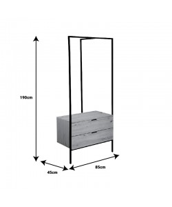 Έπιπλο εισόδου Keila pakoworld μελαμίνη σε φυσική απόχρωση και μαύρο μέταλλο 85x45x190εκ
