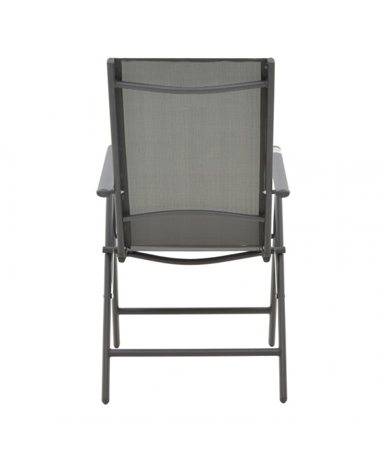 Πολυθρόνα Candor pakoworld ανθρακί μέταλλο και γκρι textilene 65x56x106εκ