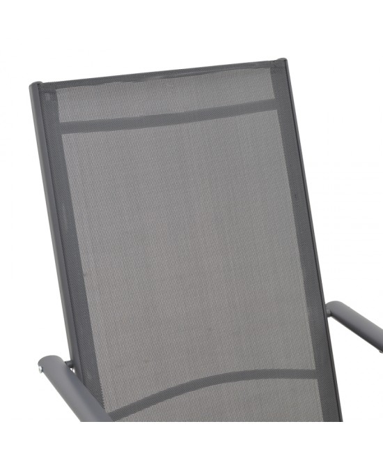 Πολυθρόνα Candor pakoworld ανθρακί μέταλλο και γκρι textilene 65x56x106εκ