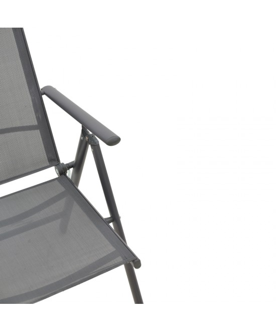 Πολυθρόνα Candor pakoworld ανθρακί μέταλλο και γκρι textilene 65x56x106εκ