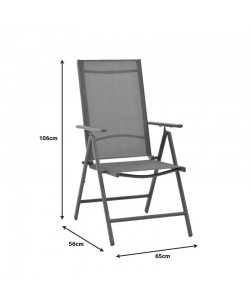 Πολυθρόνα Candor pakoworld ανθρακί μέταλλο και γκρι textilene 65x56x106εκ
