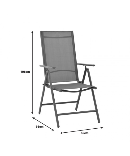 Πολυθρόνα Candor pakoworld ανθρακί μέταλλο και γκρι textilene 65x56x106εκ