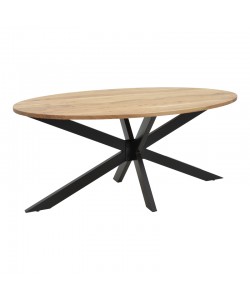 Τραπέζι Bonre pakoworld φυσικό μασίφ ξύλο ακακίας-πόδι μαύρο μέταλλο 175x96x76εκ.