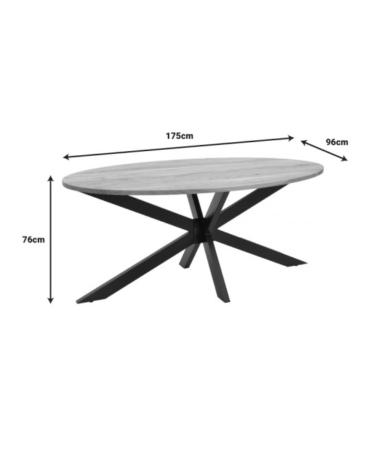 Τραπέζι Bonre pakoworld φυσικό μασίφ ξύλο ακακίας-πόδι μαύρο μέταλλο 175x96x76εκ.