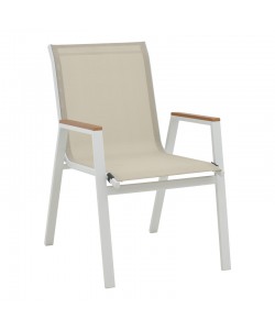 Πολυθρόνα Azelie pakoworld αλουμινίου σε απόχρωση textilene μπεζ και πόδι λευκό 77x55x94εκ