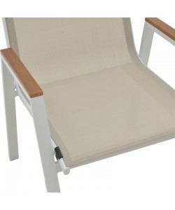 Πολυθρόνα Azelie pakoworld αλουμινίου σε απόχρωση textilene μπεζ και πόδι λευκό 77x55x94εκ