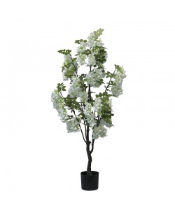 Διακοσμητικό φυτό Bean flowers σε γλάστρα Inart λευκό pp Υ125εκ