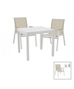 Τραπεζαρία Azelie-Kliton Ι pakoworld σετ 5τεμ γκρι ύφασμα-λευκό αλουμίνιο 77x55x94εκ