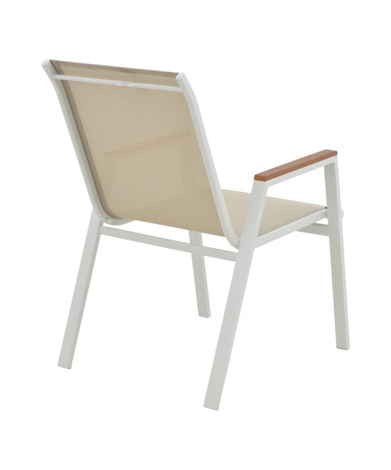 Τραπεζαρία Azelie-Kliton Ι pakoworld σετ 5τεμ γκρι ύφασμα-λευκό αλουμίνιο 77x55x94εκ