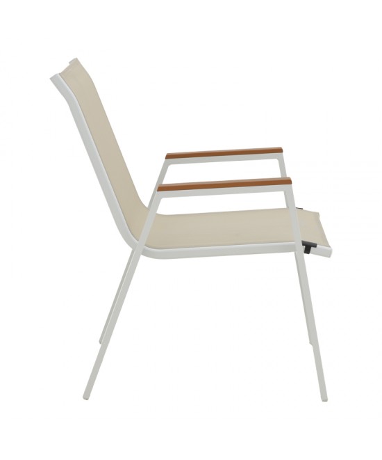 Τραπεζαρία Azelie-Kliton Ι pakoworld σετ 5τεμ γκρι ύφασμα-λευκό αλουμίνιο 77x55x94εκ