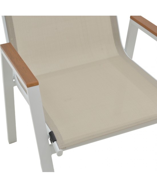 Τραπεζαρία Azelie-Kliton Ι pakoworld σετ 5τεμ γκρι ύφασμα-λευκό αλουμίνιο 77x55x94εκ