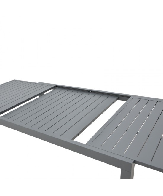 Τραπεζαρία Azelie-Lafla pakoworld σετ 7τεμ ανθρακί ύφασμα-ανθρακί αλουμίνιο 77x55x94εκ