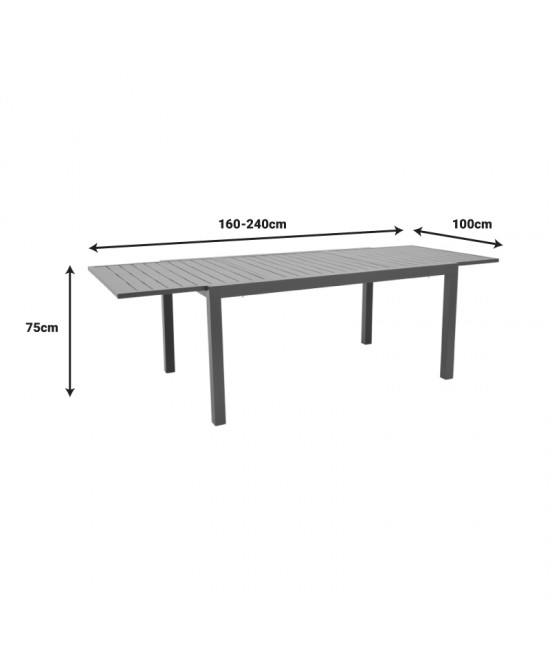 Τραπεζαρία Azelie-Lafla pakoworld σετ 7τεμ ανθρακί ύφασμα-ανθρακί αλουμίνιο 77x55x94εκ