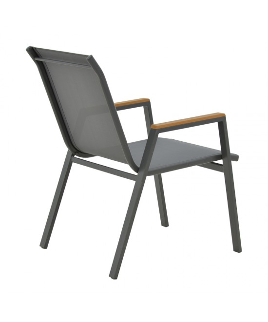 Τραπεζαρία Azelie-Kliton pakoworld σετ 7τεμ ανθρακί ύφασμα-ανθρακί αλουμίνιο 77x55x94εκ