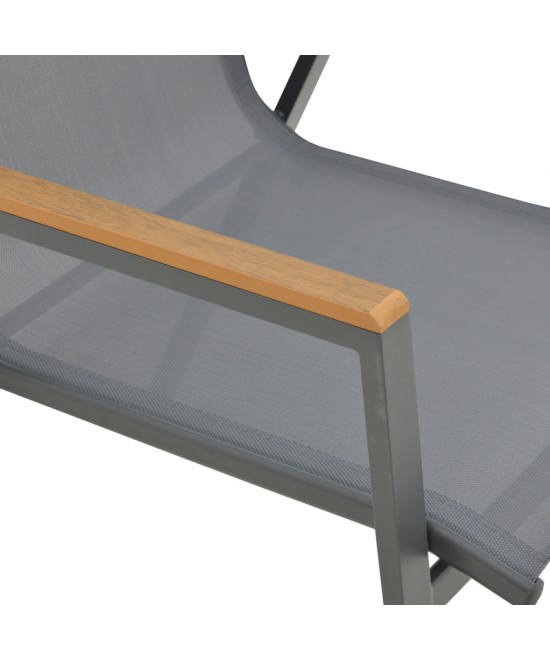 Τραπεζαρία Azelie-Kliton pakoworld σετ 7τεμ ανθρακί ύφασμα-ανθρακί αλουμίνιο 77x55x94εκ