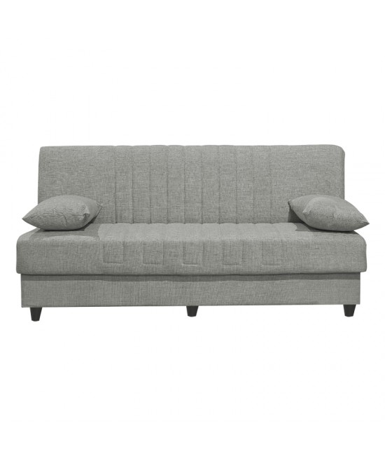 Καναπές-κρεβάτι με αποθηκευτικό χώρο τριθέσιος Romina pakoworld ανοιχτό γκρι ύφασμα 190x75x85εκ
