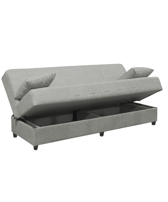 Καναπές-κρεβάτι με αποθηκευτικό χώρο τριθέσιος Romina pakoworld ανοιχτό γκρι ύφασμα 190x75x85εκ