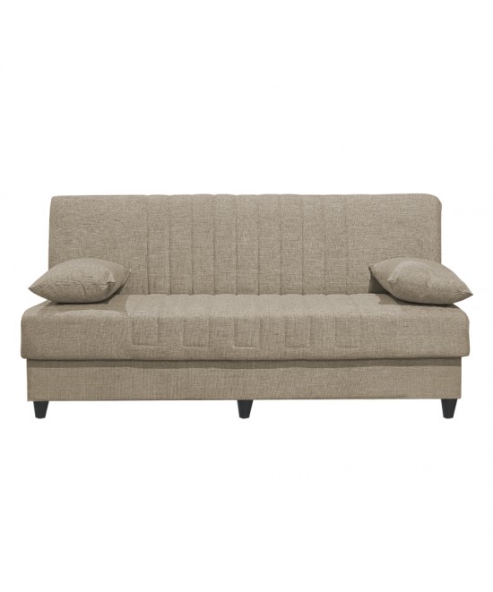 Καναπές-κρεβάτι με αποθηκευτικό χώρο τριθέσιος Romina pakoworld κρεμ ύφασμα 190x75x85εκ