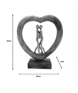 Επιτραπέζιο διακοσμητικό καρδιά Vrame Inart φυσικό μάνγκο ξύλο-αλουμίνιο 32x9x35εκ