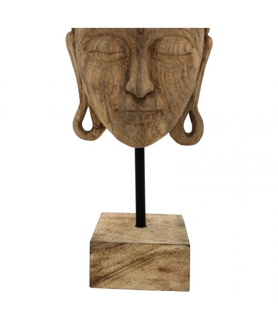 Επιτραπέζιο διακοσμητικό βούδας Mask Inart φυσικό μάνγκο ξύλο-μέταλλο 20x18.5x48.5εκ