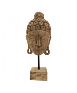 Επιτραπέζιο διακοσμητικό βούδας Mask Inart φυσικό μάνγκο ξύλο-μέταλλο 20x18.5x48.5εκ