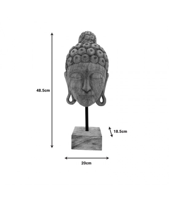 Επιτραπέζιο διακοσμητικό βούδας Mask Inart φυσικό μάνγκο ξύλο-μέταλλο 20x18.5x48.5εκ