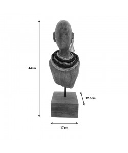 Προτομή Ebia Inart μάνγκο ξύλο-μέταλλο σε καρυδί απόχρωση 17x12.5x44εκ