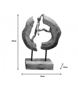 Επιτραπέζιο διακοσμητικό Caren Inart φυσικό μάνγκο ξύλο-αλουμίνιο 19x10x29εκ