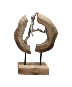 Επιτραπέζιο διακοσμητικό Caren Inart φυσικό μάνγκο ξύλο-αλουμίνιο 19x10x29εκ