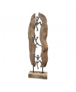 Επιτραπέζιο διακοσμητικό Climb Inart φυσικό μάνγκο ξύλο-αλουμίνιο 21x8x69εκ