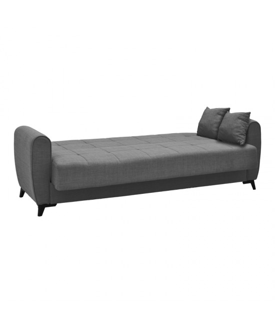 Καναπές-κρεβάτι με αποθηκευτικό χώρο τριθέσιος Lincoln pakoworld ανθρακί ύφασμα 225x85x90εκ