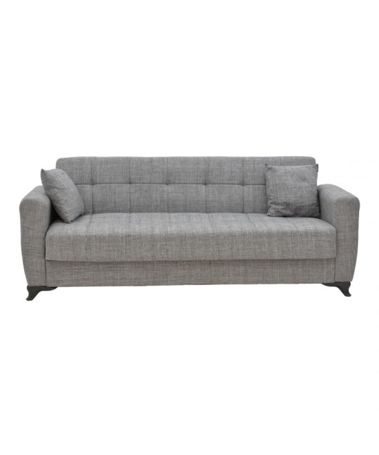 Καναπές-κρεβάτι με αποθηκευτικό χώρο τριθέσιος Modesto pakoworld γκρι ύφασμα 215x85x80εκ