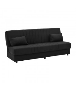 Καναπές-κρεβάτι με αποθηκευτικό χώρο τριθέσιος Romina pakoworld μαύρο ύφασμα 190x85x90εκ