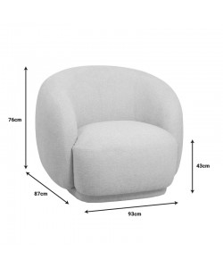 Πολυθρόνα Freya pakoworld ανοιχτό γκρι ύφασμα 93x87x76εκ