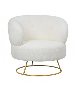 Πολυθρόνα Connie pakoworld κρεμ μπουκλέ ύφασμα-πόδι χρυσό μέταλλο 87x81x81εκ