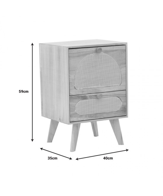 Κομοδίνο Finian pakoworld ξύλο σε φυσική απόχρωση 40x35x59εκ