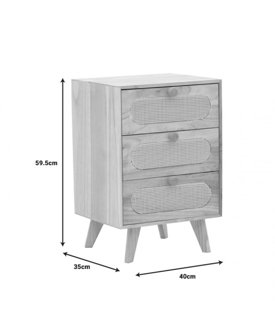 Κομοδίνο Finian pakoworld ξύλο σε φυσική απόχρωση 40x35x59.5εκ