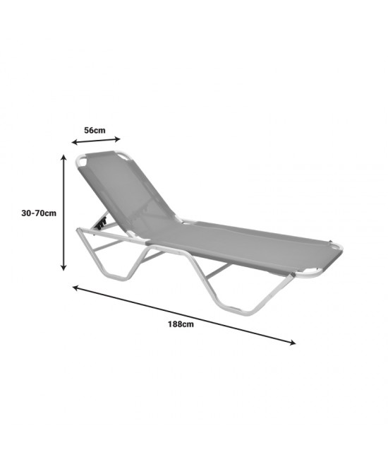 Ξαπλώστρα Dessie pakoworld αλουμινίου στοιβαζόμενη textilene εκρού 56x188x30εκ
