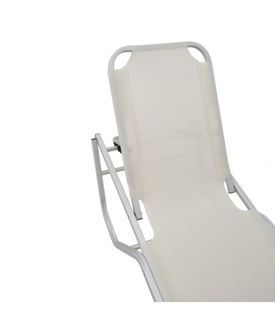 Ξαπλώστρα Dessie pakoworld αλουμινίου στοιβαζόμενη textilene εκρού 56x188x30εκ