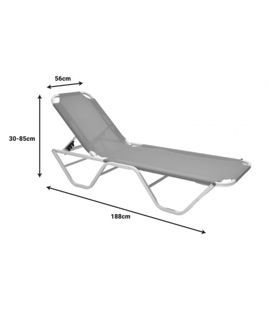 Ξαπλώστρα Dessie pakoworld αλουμινίου στοιβαζόμενη textilene εκρού 56x188x30εκ