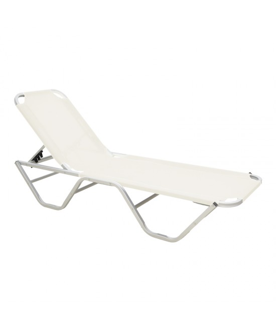 Ξαπλώστρα Dessie pakoworld αλουμινίου στοιβαζόμενη textilene εκρού 56x188x30εκ