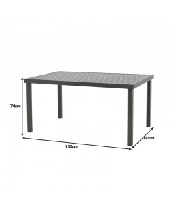 Τραπεζαρία Mabu-Klinton σετ 5τεμ pakoworld αλουμίνιο και ύφασμα σε ανθρακί απόχρωση 150x80x74εκ