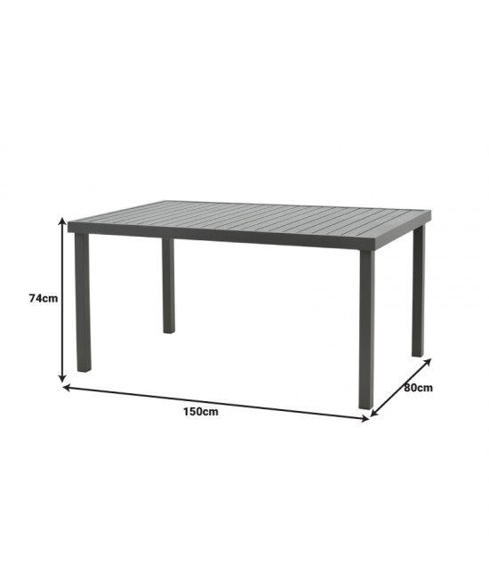 Τραπεζαρία Mabu-Klinton σετ 5τεμ pakoworld αλουμίνιο και ύφασμα σε ανθρακί απόχρωση 150x80x74εκ