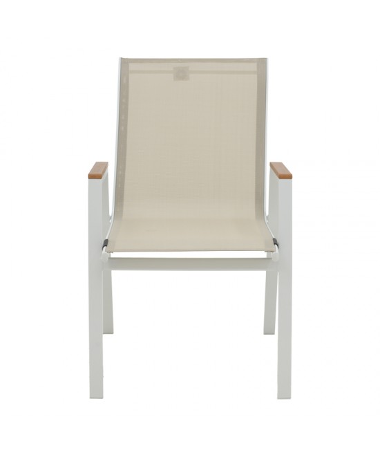 Τραπεζαρία Kliton - Azelie σετ 3τεμ pakoworld αλουμίνιο σε λευκή απόχρωση 80x80x74εκ