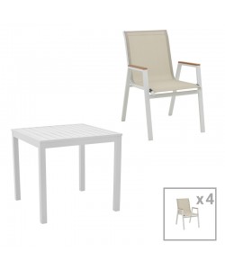 Τραπεζαρία Kliton - Azelie σετ 5τεμ pakoworld αλουμίνιο σε λευκή απόχρωση 80x80x74εκ